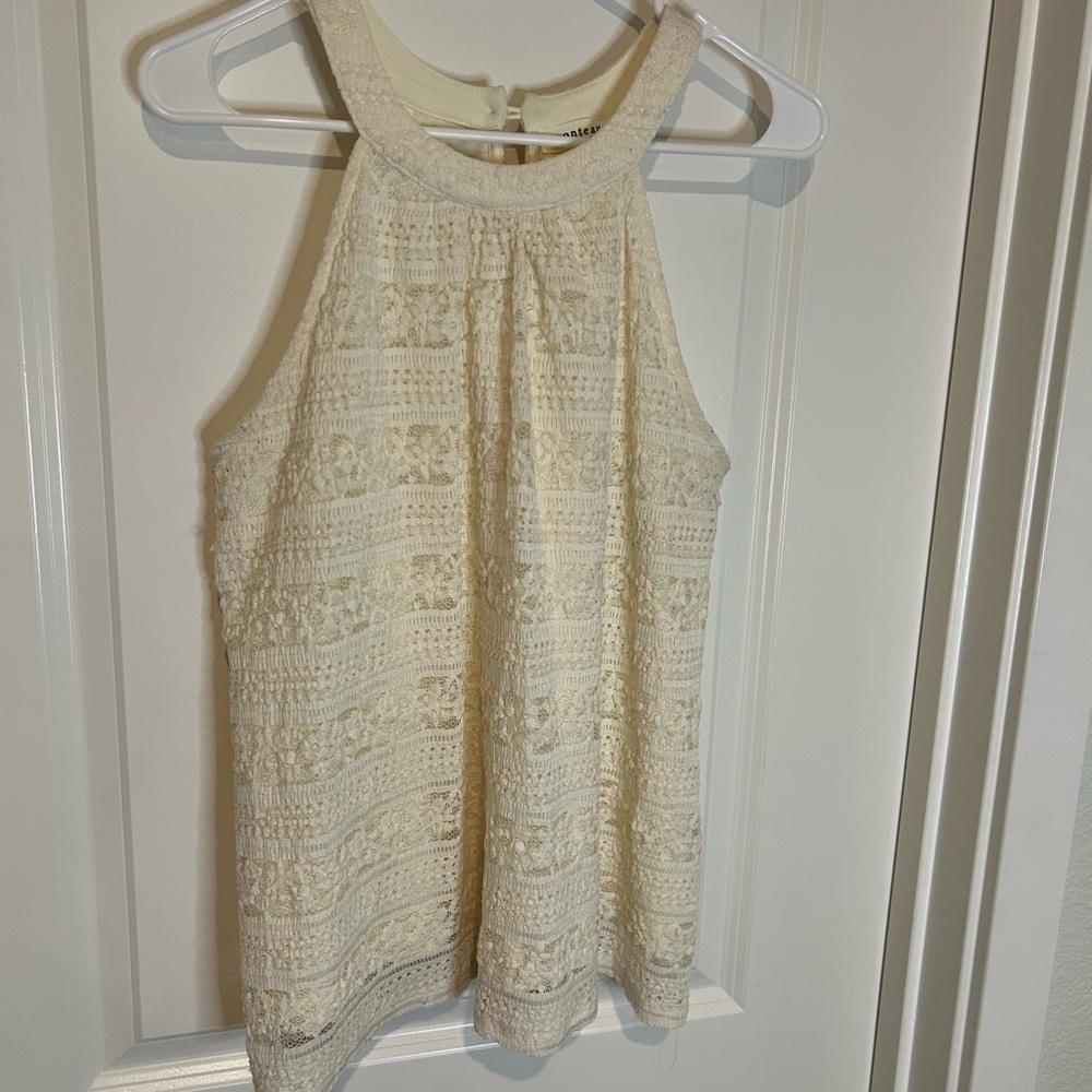 Elegant Cream Lace Halter Top